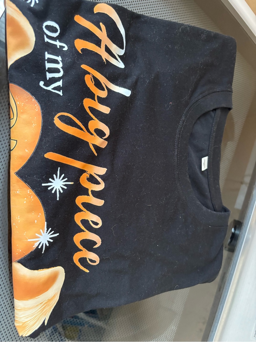 Black Graphic womens Tee with Gold Heart and Wings - Picture 4 of 4